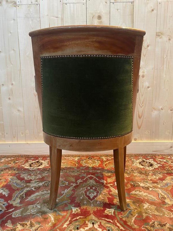 Fauteuil De Bureau Restauration / Empire En Acajou Et Velours Vert-photo-1