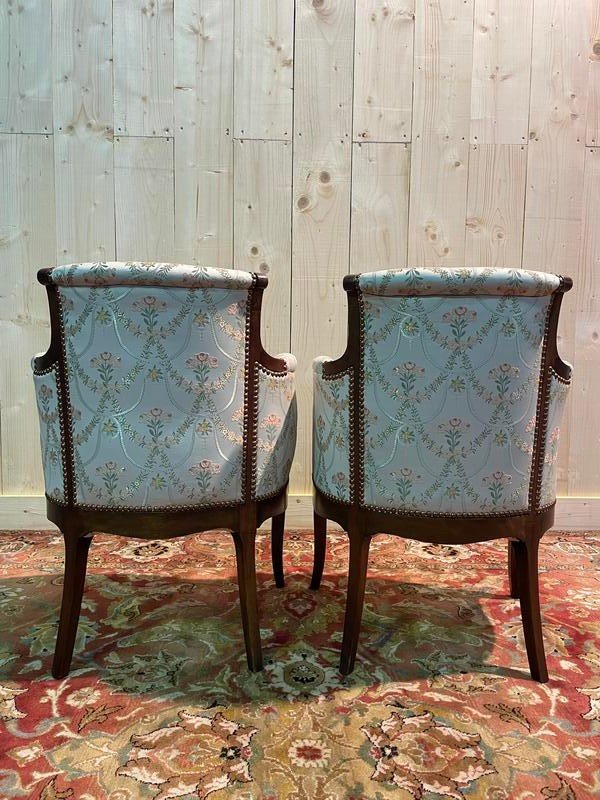 Pair Of Small Transition Style Bergeres - Louis XV-photo-3