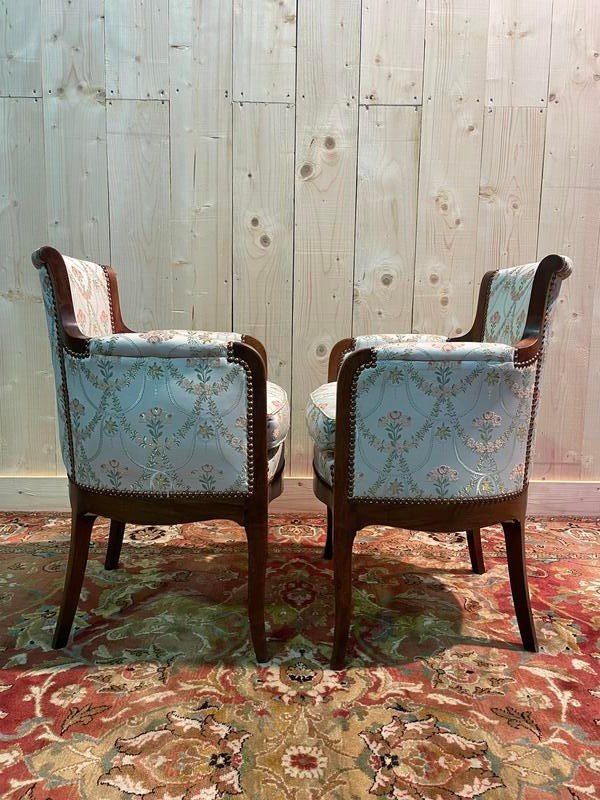 Pair Of Small Transition Style Bergeres - Louis XV-photo-4