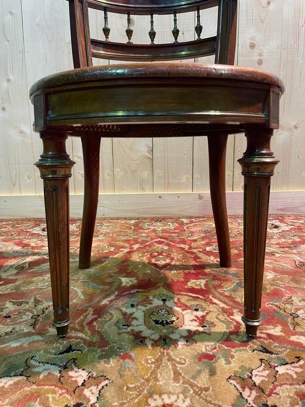 Louis XVI Mahogany And Cane Office Chair -photo-2