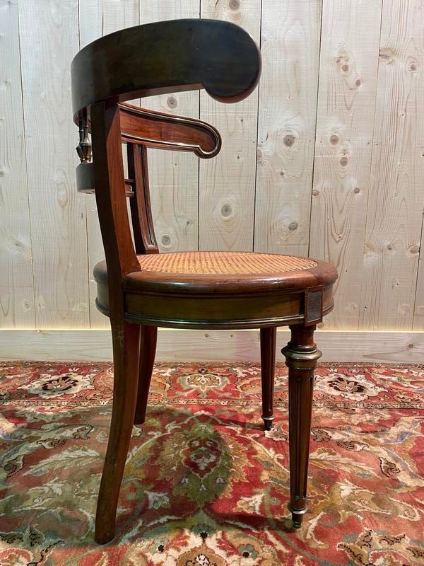 Louis XVI Mahogany And Cane Office Chair -photo-2