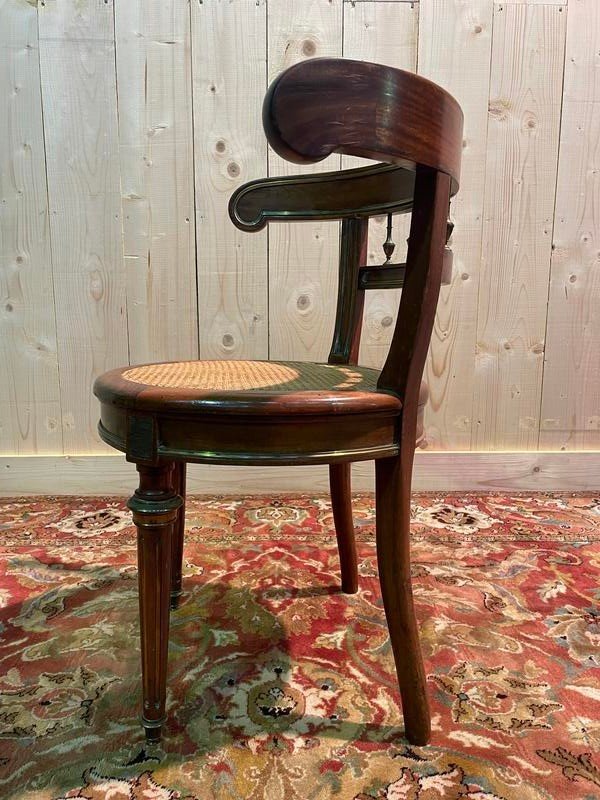 Louis XVI Mahogany And Cane Office Chair -photo-3