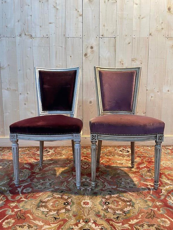 Set Of 8 Louis XVI Style Trapeze Chairs-photo-4