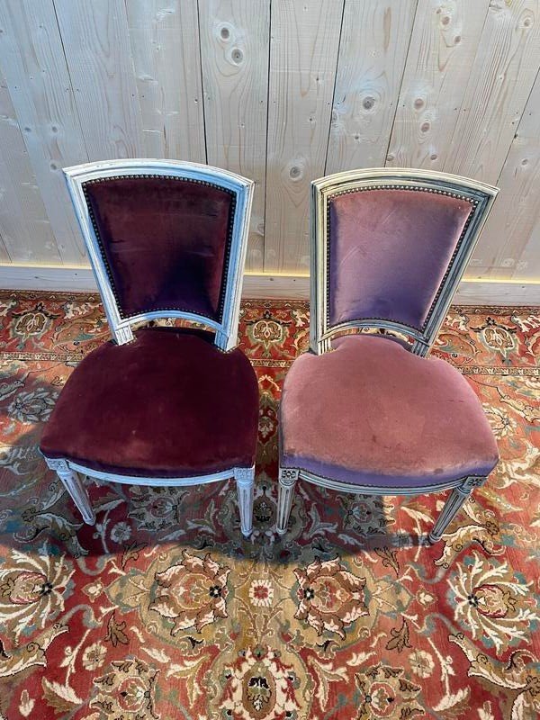 Set Of 8 Louis XVI Style Trapeze Chairs-photo-3