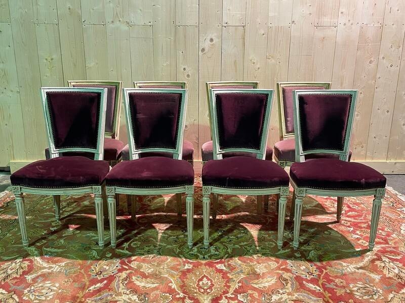 Set Of 8 Louis XVI Style Trapeze Chairs