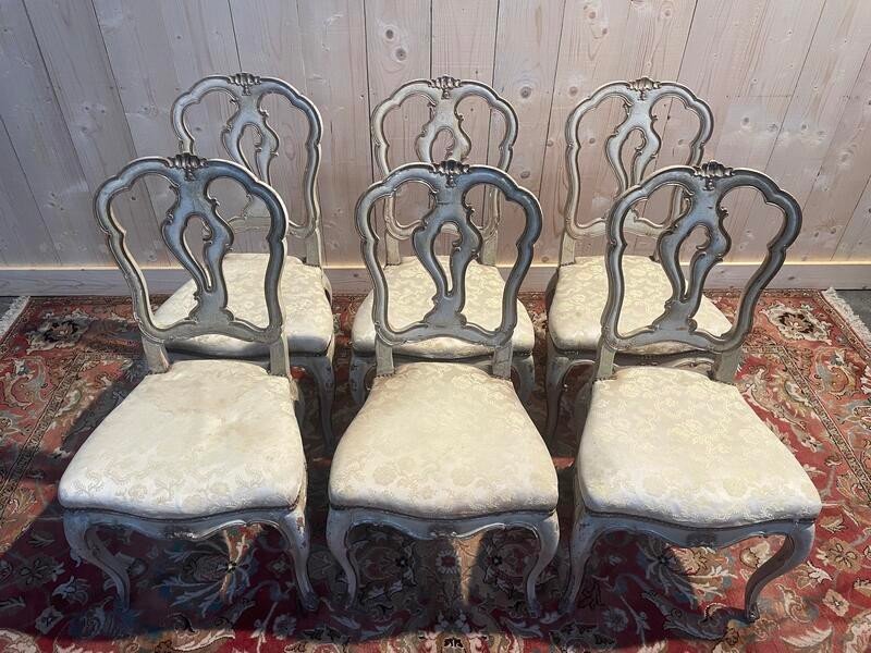 Set Of 6 Louis XV Venetian Chairs-photo-2