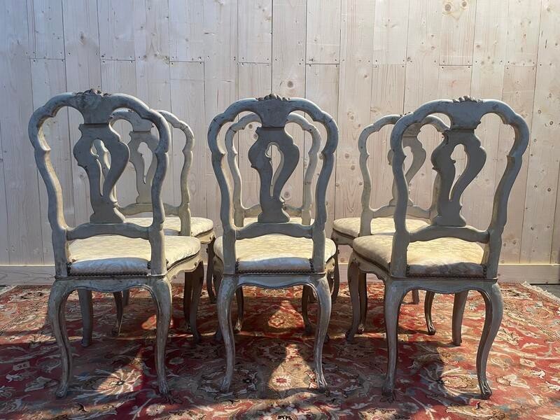 Set Of 6 Louis XV Venetian Chairs-photo-4