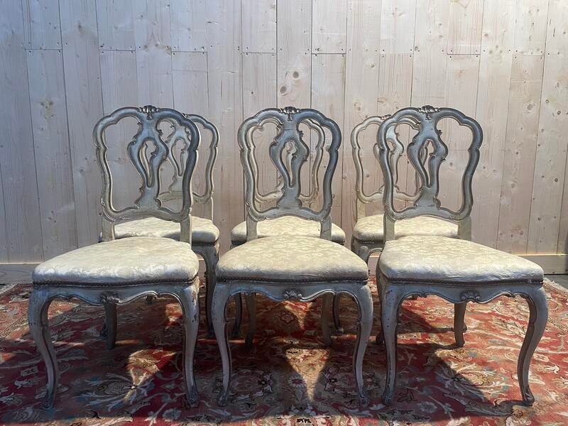 Set Of 6 Louis XV Venetian Chairs