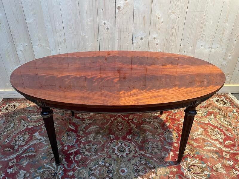 Louis XVI Style Oval Dining Table Mahogany And Brass