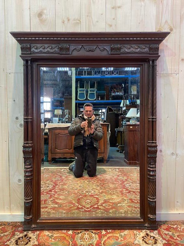 Renaissance Style Mirror - Henri II In Walnut 