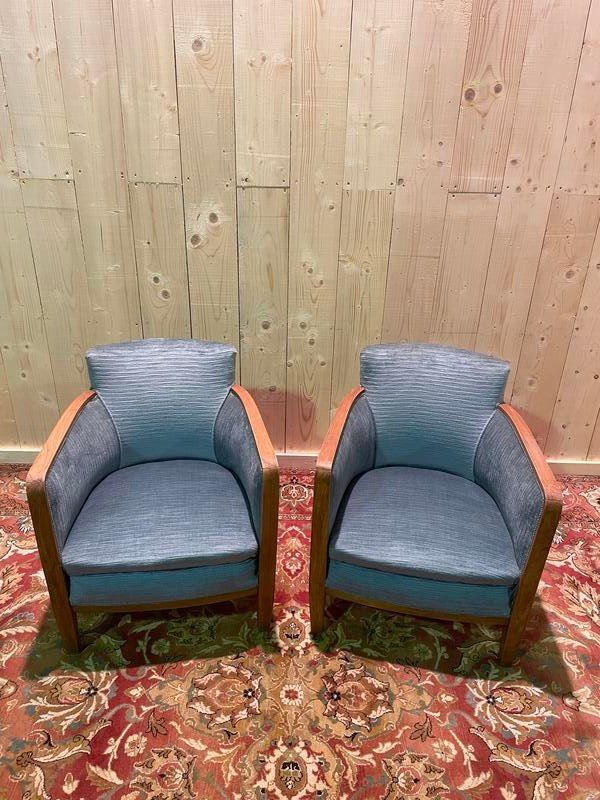 Pair Of Art Deco Period Armchairs - Bergères -photo-1