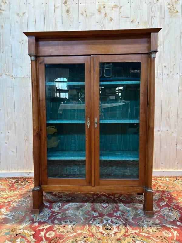 Empire Style Bookcase/display Cabinet In Cherry Wood.