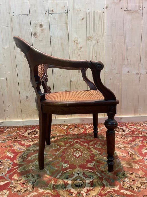 Napoleon III Oak And Cane Office Chair -photo-3