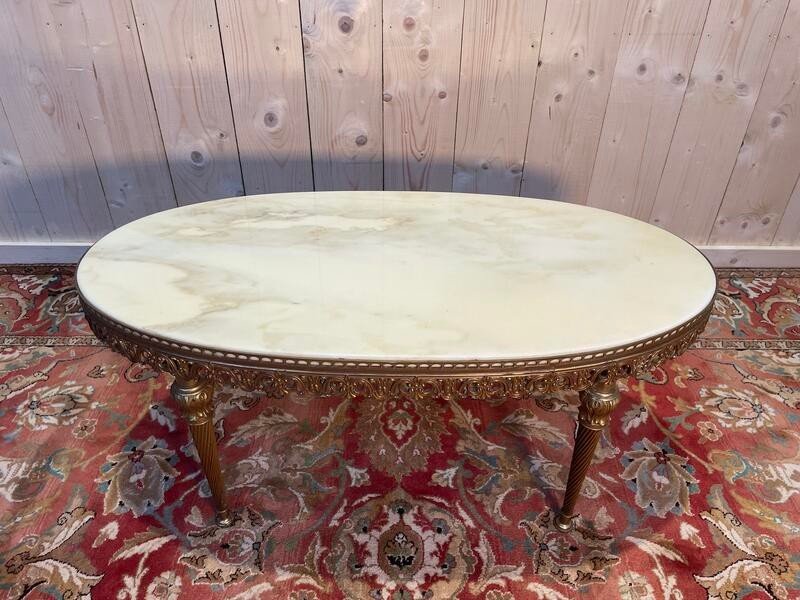 Louis XVI Style Oval Coffee Table -photo-1