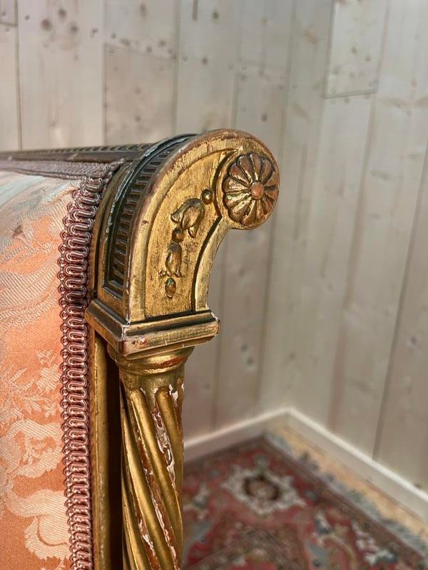 Louis XVI Style Bench In Gilded Wood.-photo-3