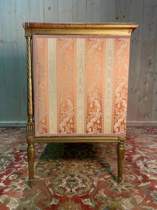 Louis XVI Style Bench In Gilded Wood.-photo-3