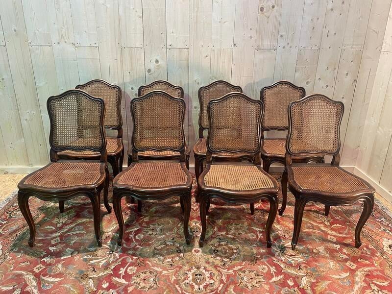 8 Louis XV Period Chairs In Cane -photo-1