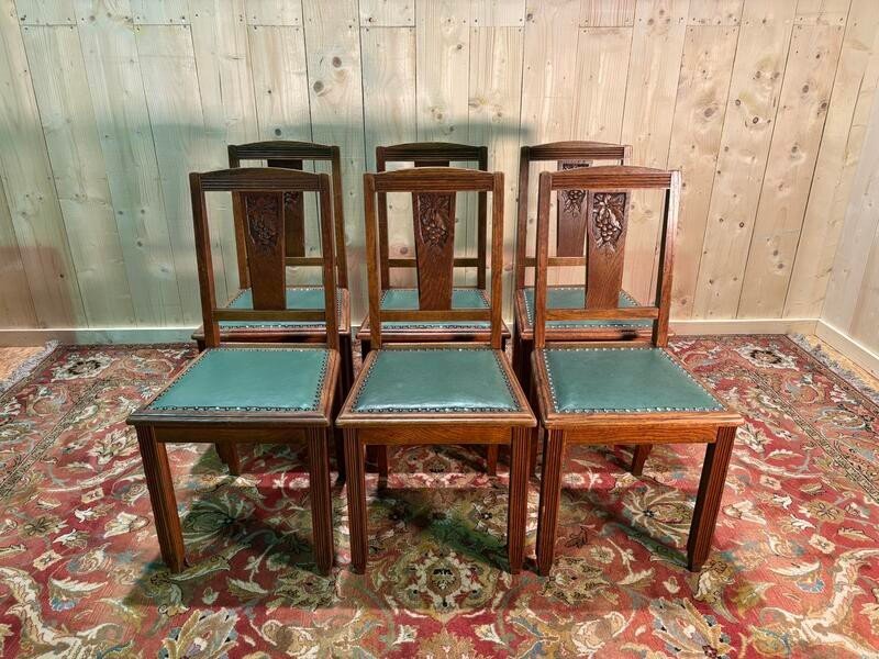 Set Of 6 Art Deco Chairs-photo-4