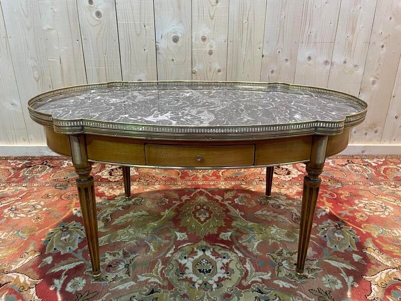 Table Basse Bouillotte De Style Louis XVI Marbre Gris-photo-2