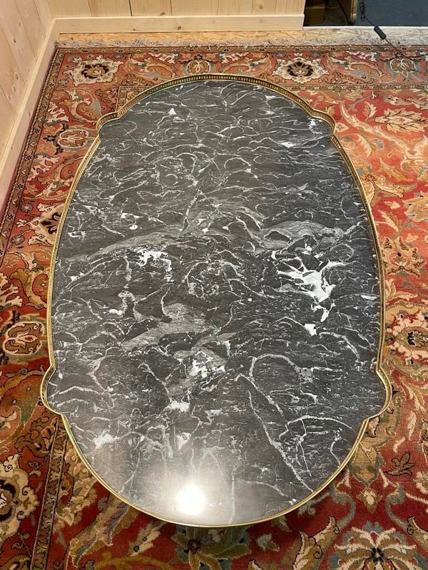 Table Basse Bouillotte De Style Louis XVI Marbre Gris-photo-3