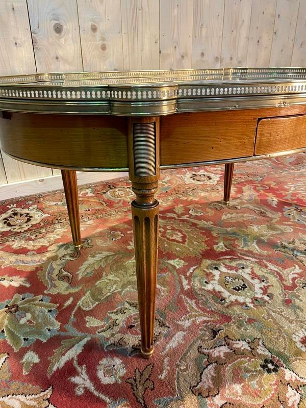 Table Basse Bouillotte De Style Louis XVI Marbre Gris-photo-4