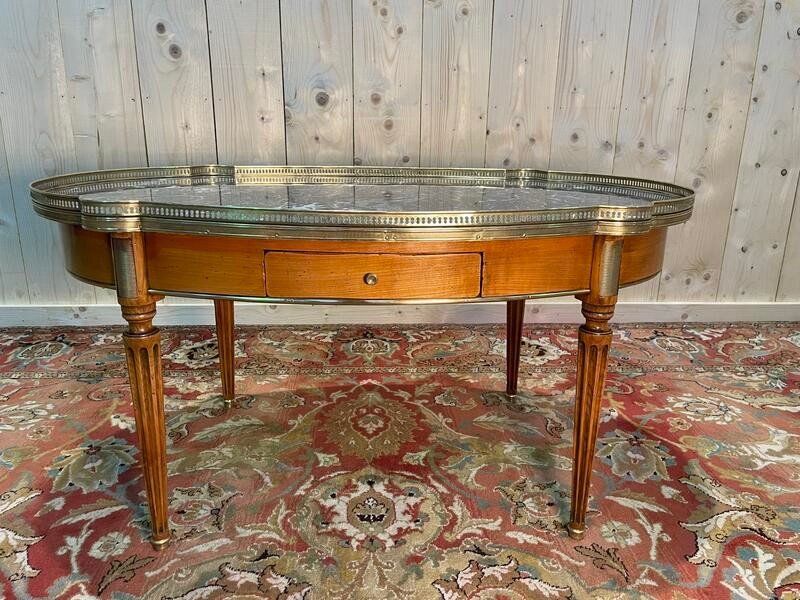 Table Basse Bouillotte De Style Louis XVI Marbre Gris