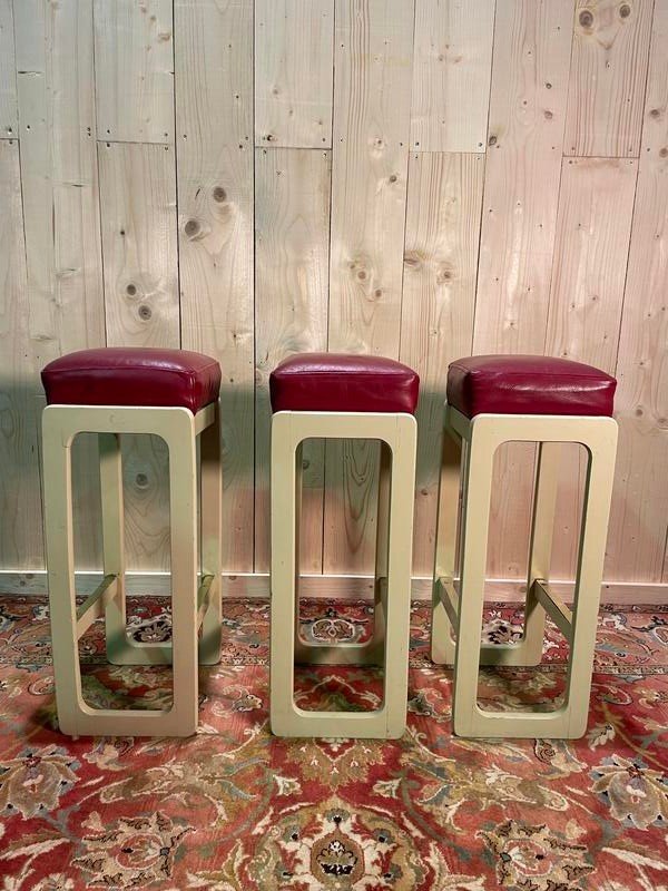 Suite De 3 Tabourets De Bar 1970 -photo-2