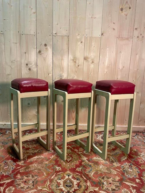 Set Of 3 Bar Stools 1970 