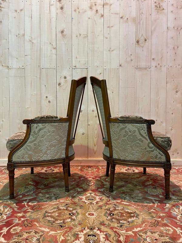 Pair Of Louis XVI Style Bergère Armchairs-photo-3