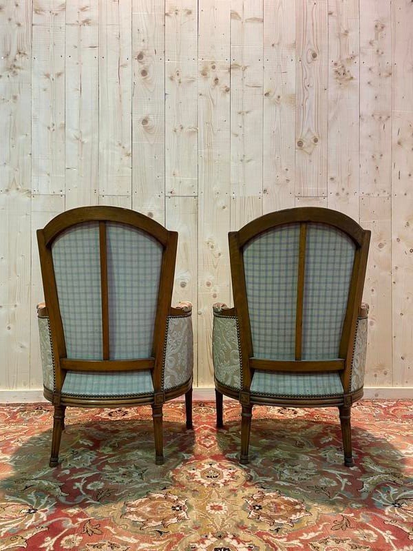 Pair Of Louis XVI Style Bergère Armchairs-photo-4