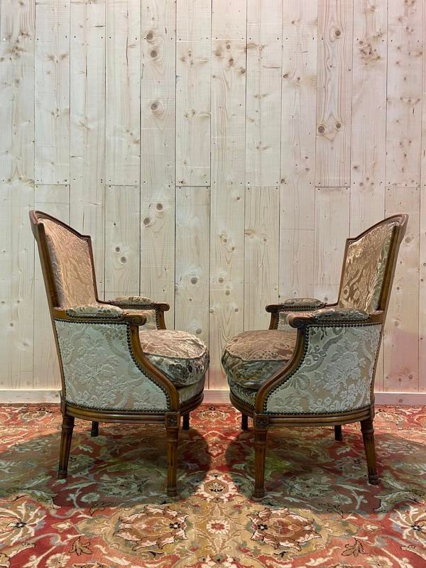 Pair Of Louis XVI Style Bergère Armchairs-photo-3