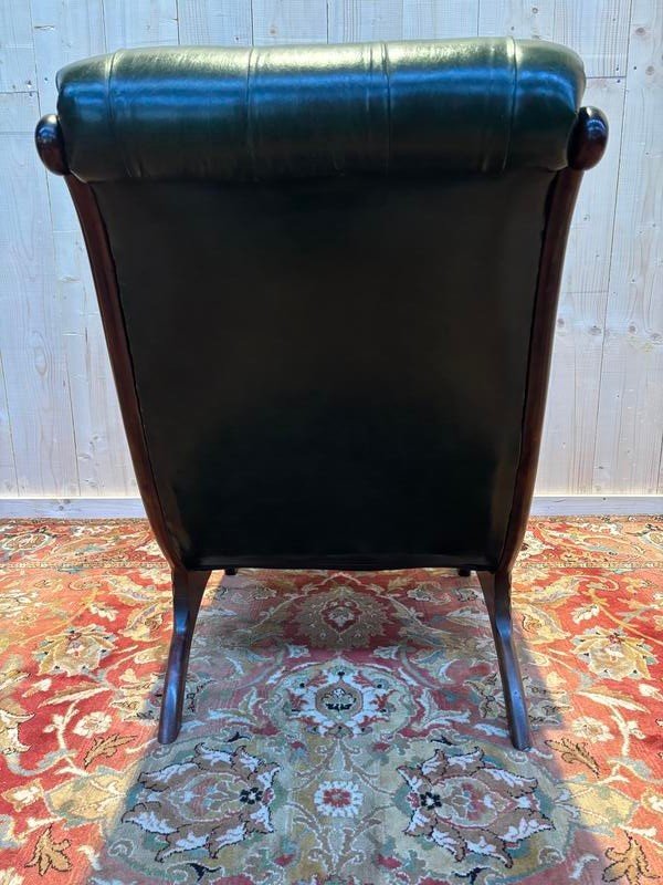 Fauteuil Chesterfield Cuir Vert -photo-1