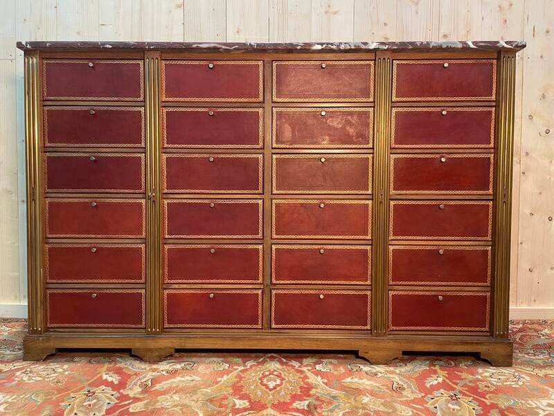 Notary's File Cabinet In Mahogany And Marble, Napoleon III Style