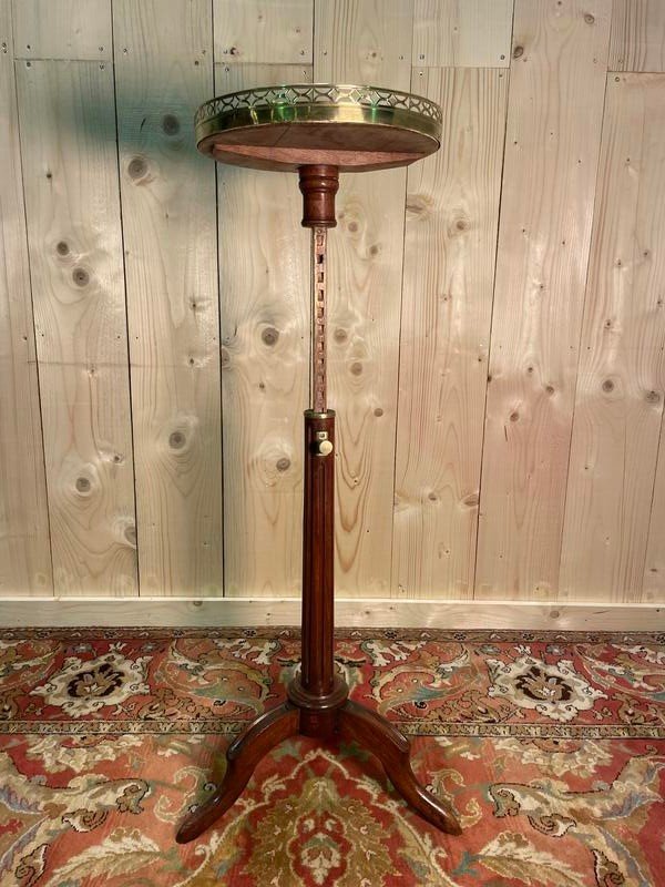 Louis XVI Style Tripod Rack And Pinion Pedestal Table-photo-2