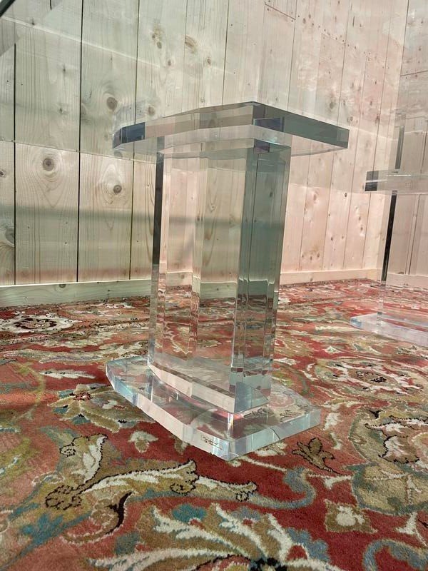 Table Basse En Verre Et Plexiglas Signée "Fabian Roma"-photo-4