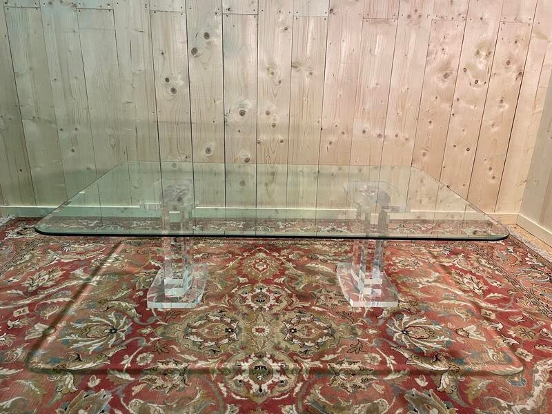 Glass And Plexiglas Coffee Table Signed "fabian Roma"