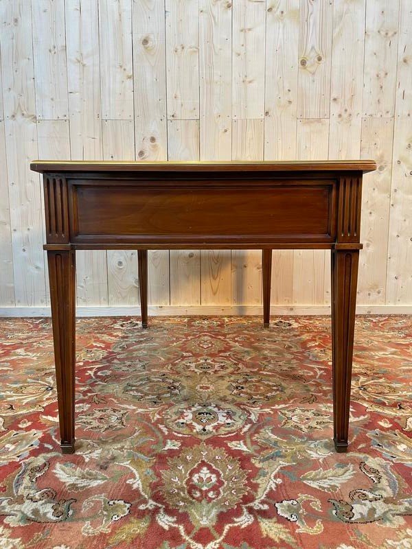 Louis XVI Style Desk In Cherry Wood And Green Leather-photo-3