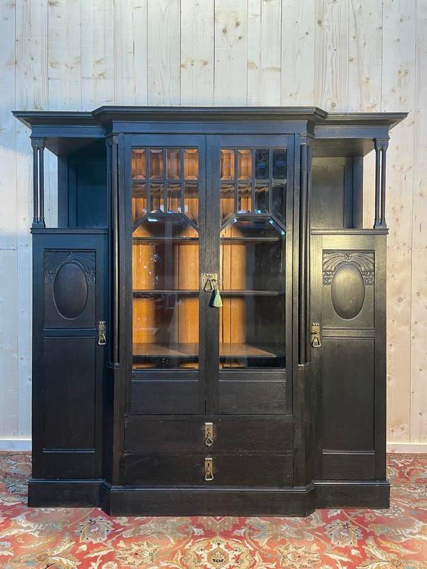 Vitrine - Armoire Napoléon III / Anglaise En Bois Noirci 