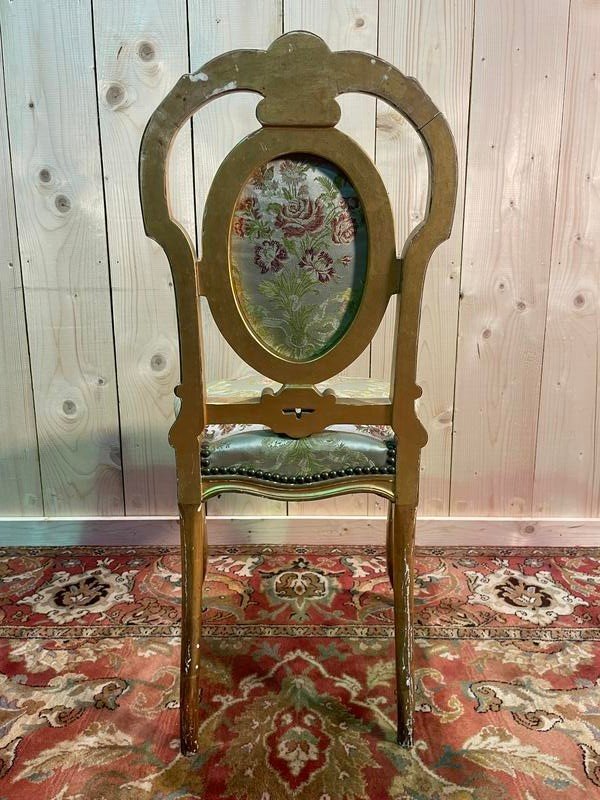 Suite De 4 Chaises En Bois Doré Napoléon III-photo-6