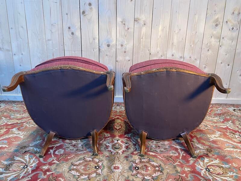 Pair Of Louis XV Style Cane Armchairs - Bergeres -photo-3