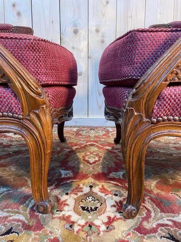 Pair Of Louis XV Style Cane Armchairs - Bergeres -photo-4