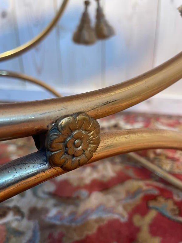 Pair Of Brass Swan Neck Curule Stools-photo-3