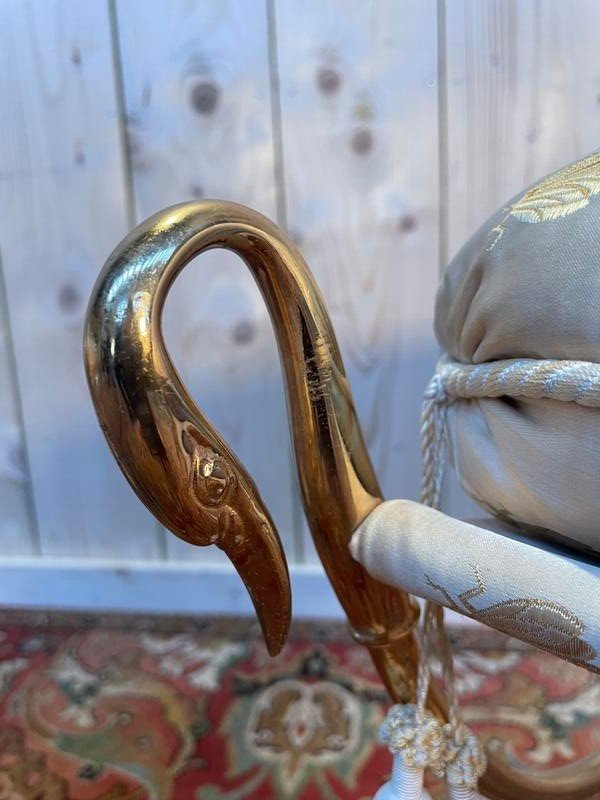 Pair Of Brass Swan Neck Curule Stools-photo-4