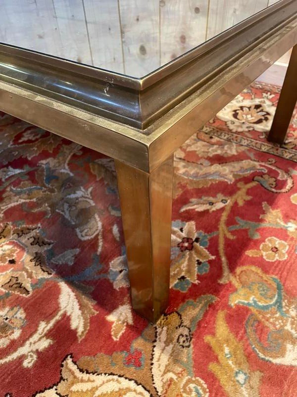 1970s Gold Metal And Mirror Coffee Table-photo-2