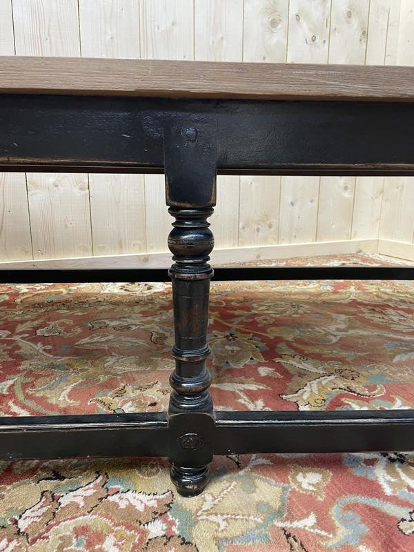 Louis XV Style Coffee Table In Oak And Black -photo-4