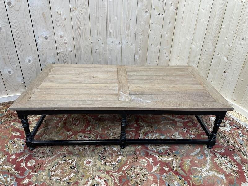 Louis XV Style Coffee Table In Oak And Black -photo-2