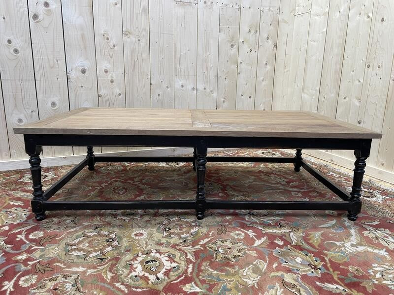 Louis XV Style Coffee Table In Oak And Black 