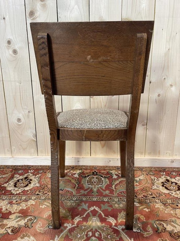 6 Art Deco Period Chairs In Solid Oak -photo-2