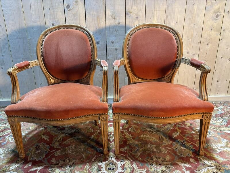 Paire De Fauteuils Louis XVI -photo-2