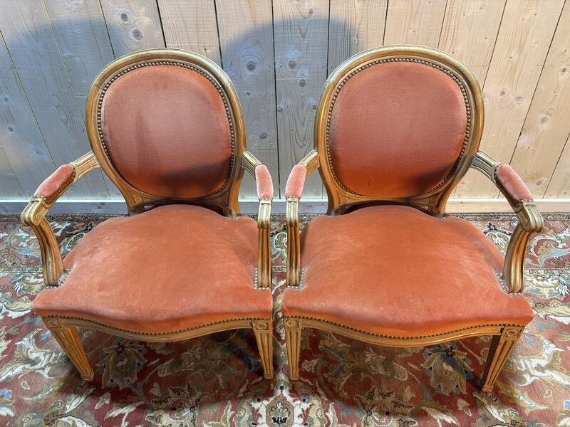 Paire De Fauteuils Louis XVI -photo-4